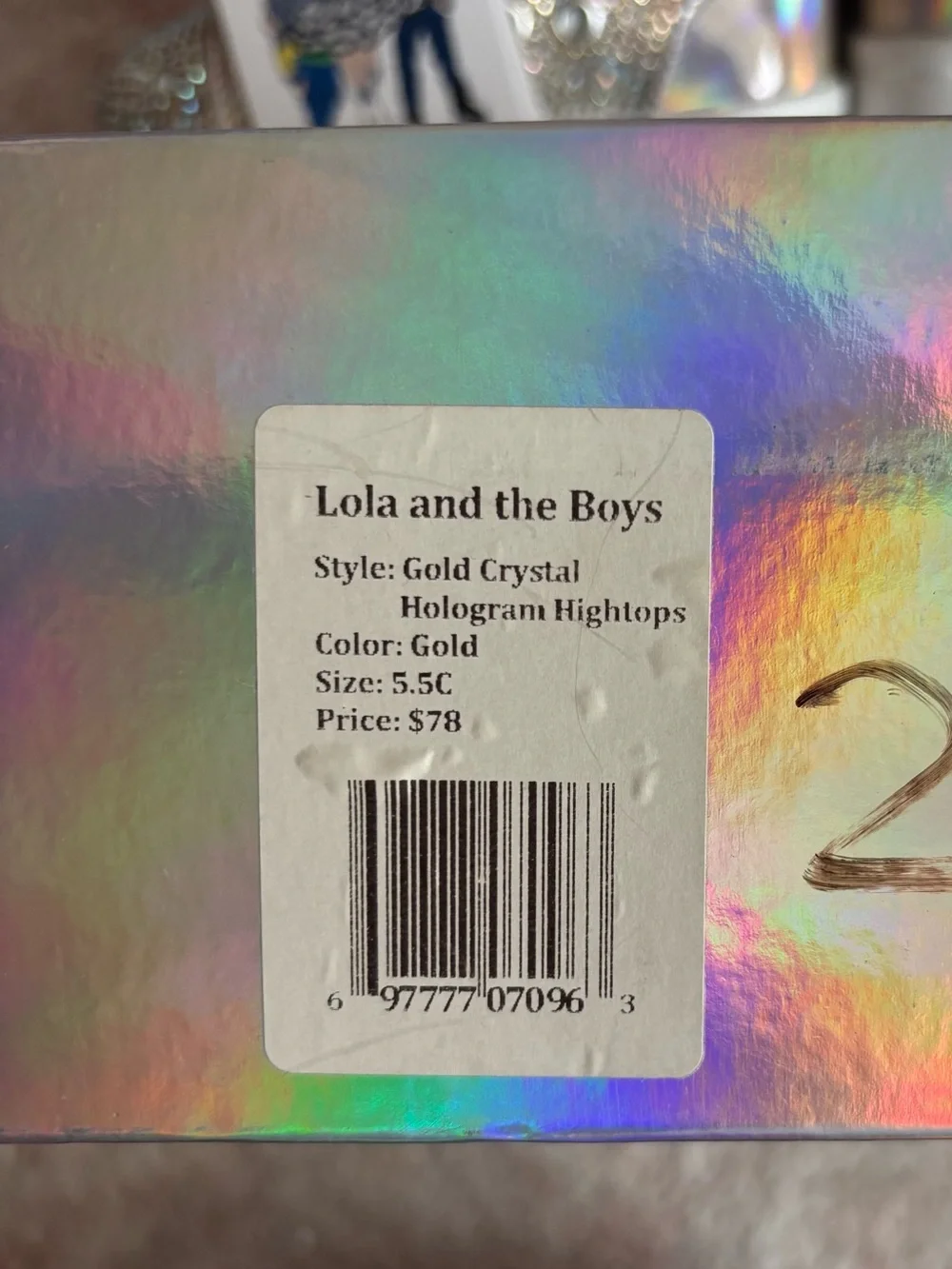 Lola + The Boys Holographic Silver Rhinestone Kids Sneakers